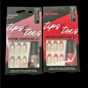 Lot of 2 Salon Perfect press on nails with matching nail polish